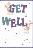 Inviting and full of cheer, this get well card sparkles with the same warmth you'd feel during a friendly stroll through Chesham's lively town centre. The spotlight falls on an irresistible teddy bear and an eager puppy, their soft, textured fur almost leaping from the creamy backdrop. Together, they playfully support the vibrant, oversized letters of 'Get Well,' painted in a lively palette of indigo, teal, and purple. Around them, stars scatter across the card like little bursts of hope, their varying blue and lavender shades reminiscent of the wildflowers that bloom along Chesham's country paths. Every detail feels intentional and radiates comfort-the bear's gentle eyes and the puppy's floppy ears become quiet reminders of the kindness that threads through our community. The composition strikes a perfect balance between lightheartedness and sincerity, just as a thoughtfully arranged get well bouquet might bring a burst of colour and solace to someone's day. More than just a card, it's a heartfelt gesture of encouragement, designed to catch the eye and soothe the soul of anyone on the mend, echoing the caring touch of Chesham locals everywhere.